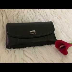 Coach Black Leather Checkbook Wallet